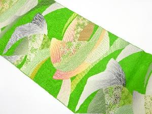 幾何学に抽象模様織り出し　名古屋帯